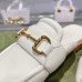 Gucci Womens Loafer Slippers in White Leather with Horsebit