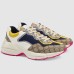 Gucci Mens Rhyton Sneakers in Beige GG Supreme Canvas