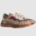 Gucci Mens Rhyton Sneakers in Brick Red Original GG Canvas