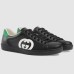 Gucci Mens Ace Sneakers in Black Leather with White Interlocking G