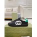 Gucci Mens Ace Sneakers in Black Leather with White Interlocking G