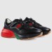 Gucci Mens Rhyton Sneakers in Black Leather Effect Fabric