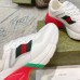 Gucci Mens Rhyton Sneakers in White Leather Effect Fabric
