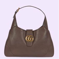 Gucci Aphrodite Medium Shoulder Bag in Dark Brown Leather