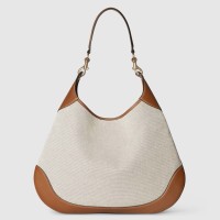 Gucci B Medium Shoulder Bag in Canvas with Brown Leather