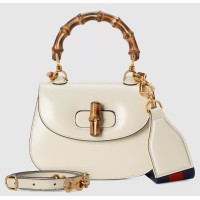 Gucci Bamboo 1947 Mini Top Handle Bag in White Leather