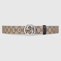 Gucci Beige GG Supreme Reversible Belt 38MM with Interlocking G Buckle