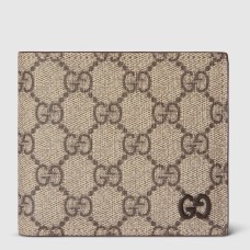 Gucci Bi-fold Coin Wallet in Beige Supreme Canvas with Brown Interior