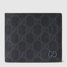 Gucci Bi-fold Coin Wallet in Black Supreme Canvas with Grey Interior