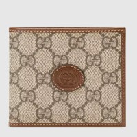 Gucci Bi-fold Wallet In Beige Canvas with Interlocking G