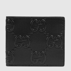 Gucci Bi-fold Wallet In Black GG Embossed Leather