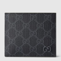 Gucci Bi-fold Wallet in Black Supreme Canvas with Grey Interior
