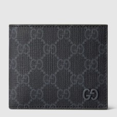 Gucci Bi-fold Wallet in Black Supreme Canvas with Grey Interior