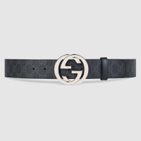 Gucci Black GG Supreme Belt 38MM with Interlocking G Buckle