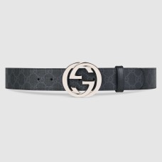 Gucci Black GG Supreme Belt 38MM with Interlocking G Buckle