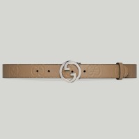 Gucci Blondie Belt 30MM in Beige Debossed GG Leather