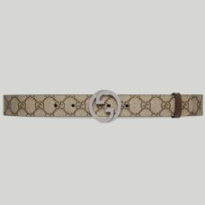 Gucci Blondie Belt 30MM in Beige GG Supreme Canvas