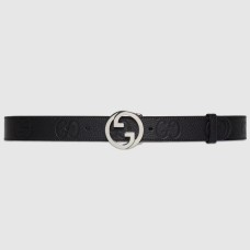 Gucci Blondie Belt 30MM in Black Debossed GG Leather