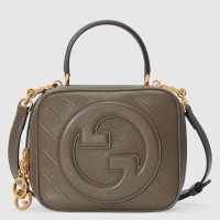 Gucci Blondie Mini Top Handle Bag in Taupe Leather