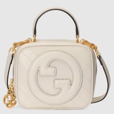 Gucci Blondie Mini Top Handle Bag in White Leather
