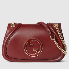 Gucci Blondie Small Shoulder Bag with Enamel G in Red Leather