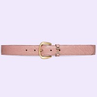 Gucci Crystal Horsebit Belt 30MM in Pink Crocodile Embossed Leather