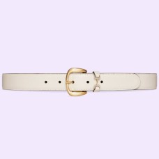 Gucci Crystal Horsebit Belt 30MM in White Calfskin