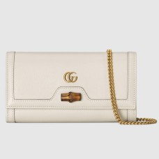 Gucci Diana Chain Wallet In White Calfskin