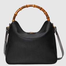 Gucci Diana Large Shoulder Bag in Black Cuir Leather