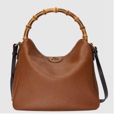 Gucci Diana Large Shoulder Bag in Brown Cuir Leather
