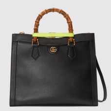 Gucci Diana Medium Tote Bag in Black Leather