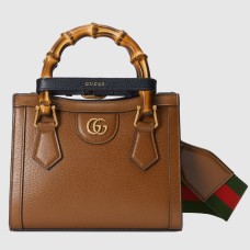 Gucci Diana Mini Tote Bag in Brown Calfskin