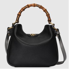 Gucci Diana Small Shoulder Bag in Black Cuir Leather