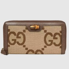 Gucci Diana Zip Around Wallet In Jumbo GG Canvas