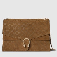 Gucci Dionysus Large Shoulder Bag in Brown GG Suede Leather