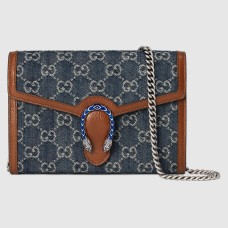 Gucci Dionysus Mini Chain Wallet in GG Washed Denim