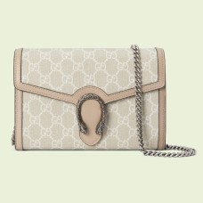 Gucci Dionysus Mini Chain Wallet in White GG Supreme Canvas