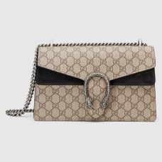 Gucci Dionysus Small Shoulder Bag in GG Canvas with Black Suede
