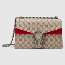 Gucci Dionysus Small Shoulder Bag in GG Canvas with Red Suede