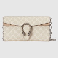 Gucci Dionysus Small Shoulder Bag with Chain in White GG Canvas