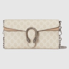 Gucci Dionysus Small Shoulder Bag with Chain in White GG Canvas