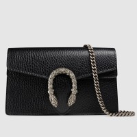 Gucci Dionysus Super Mini Bag in Black Grained Leather