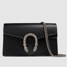 Gucci Dionysus Super Mini Bag in Black Grained Leather