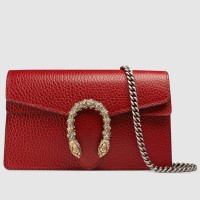 Gucci Dionysus Super Mini Bag in Red Grained Leather