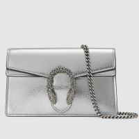 Gucci Dionysus Super Mini Bag in Silver Metallic Leather