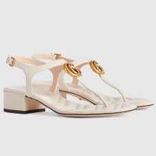 Gucci Double G Sandals in White Leather