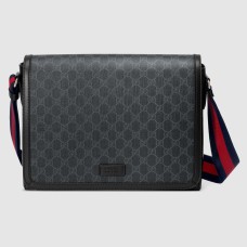 Gucci Flap Messenger Bag in Black GG Supreme Canvas