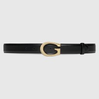 Gucci G Buckle Belt 30MM in Black Leather