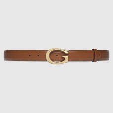 Gucci G Buckle Belt 30MM in Brown Leather