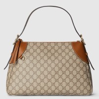 Gucci GG Emblem Medium Shoulder Bag in Beige GG Canvas